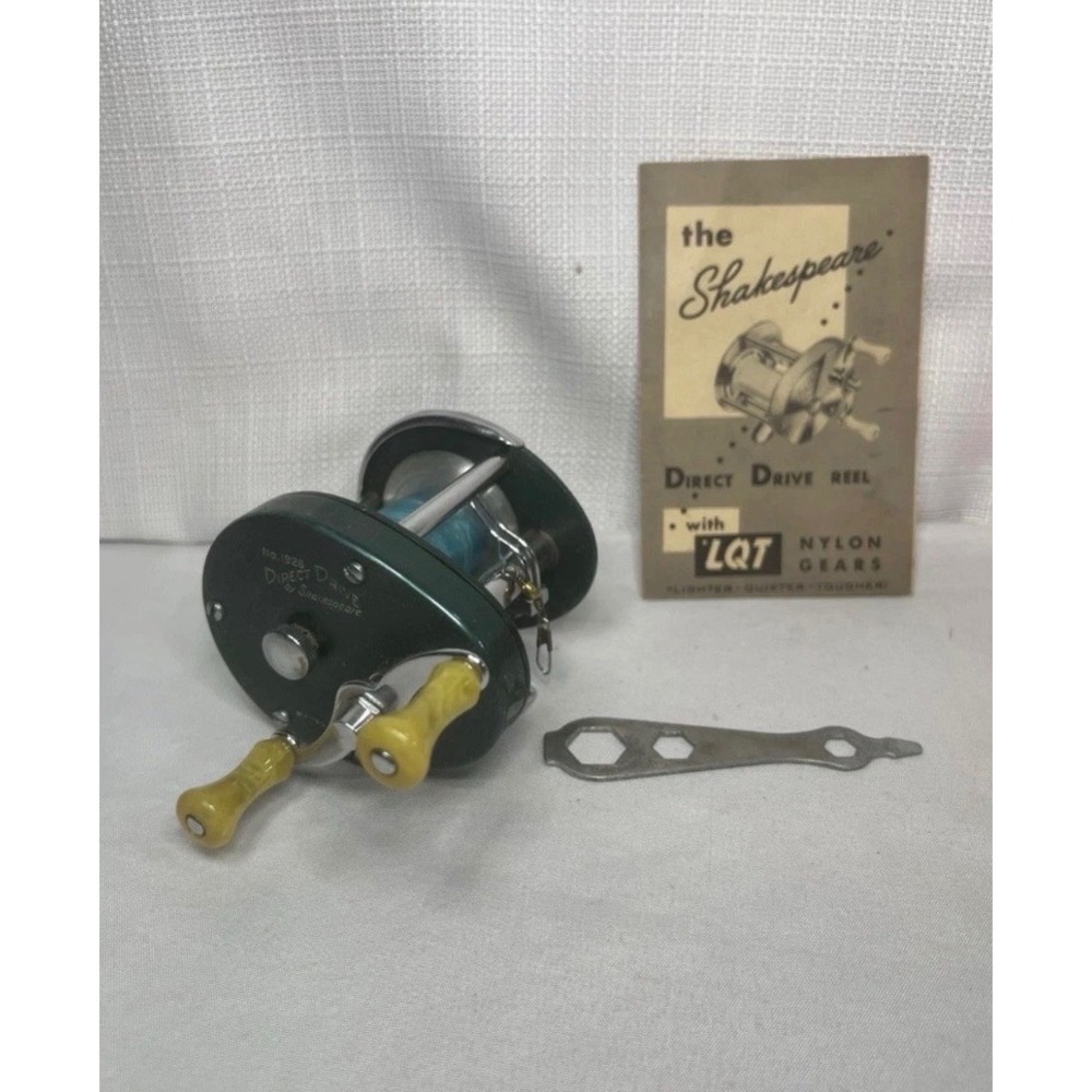 Vintage Shakespeare Direct Drive No. 1926 Fishing Reel Green Anodized With Box